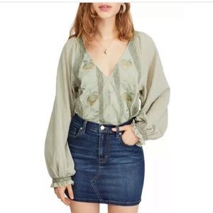 NEW Free People Sivan Embroidered Blouse